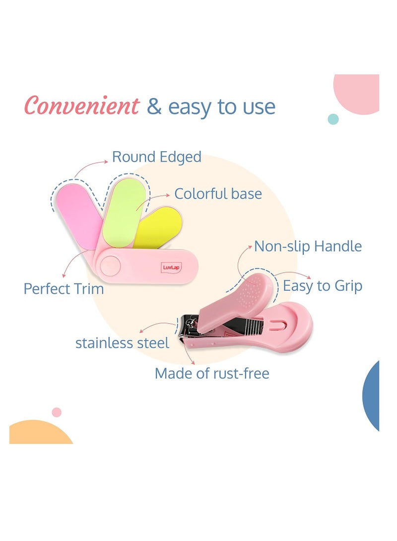 Luvlap Baby Grooming Scissors & Nail Clipper Set/Kit, Manicure Set, 4pcs, Pink, 0m+ - Image 5