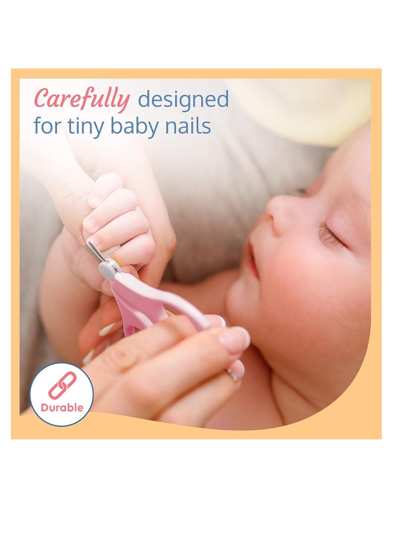 Luvlap Baby Grooming Scissors & Nail Clipper Set/Kit, Manicure Set, 4pcs, Pink, 0m+ - Image 2