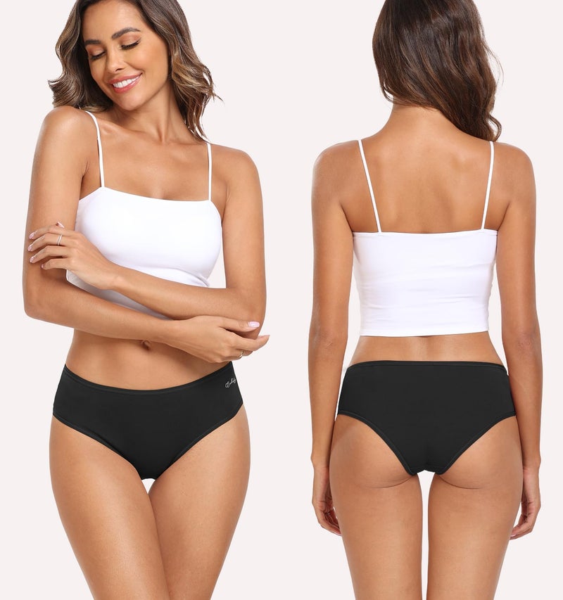 coskefy Cotton Underwear for Womens Hipster Panties Soft Breathable Briefs Stretch Ladies Hipster 6 Pack Black - Image 4