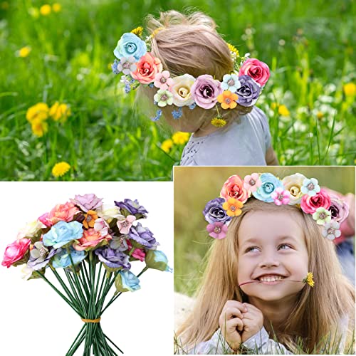TBoxBo 220 Pieces Mini Flower Heads,Artificial Rose Flowers with Stems,Multicolor Daisy Roses Elegant Faux for Weddings, Bouquets Parties, Home Decorations (9j3s5w2yr25) - Image 4