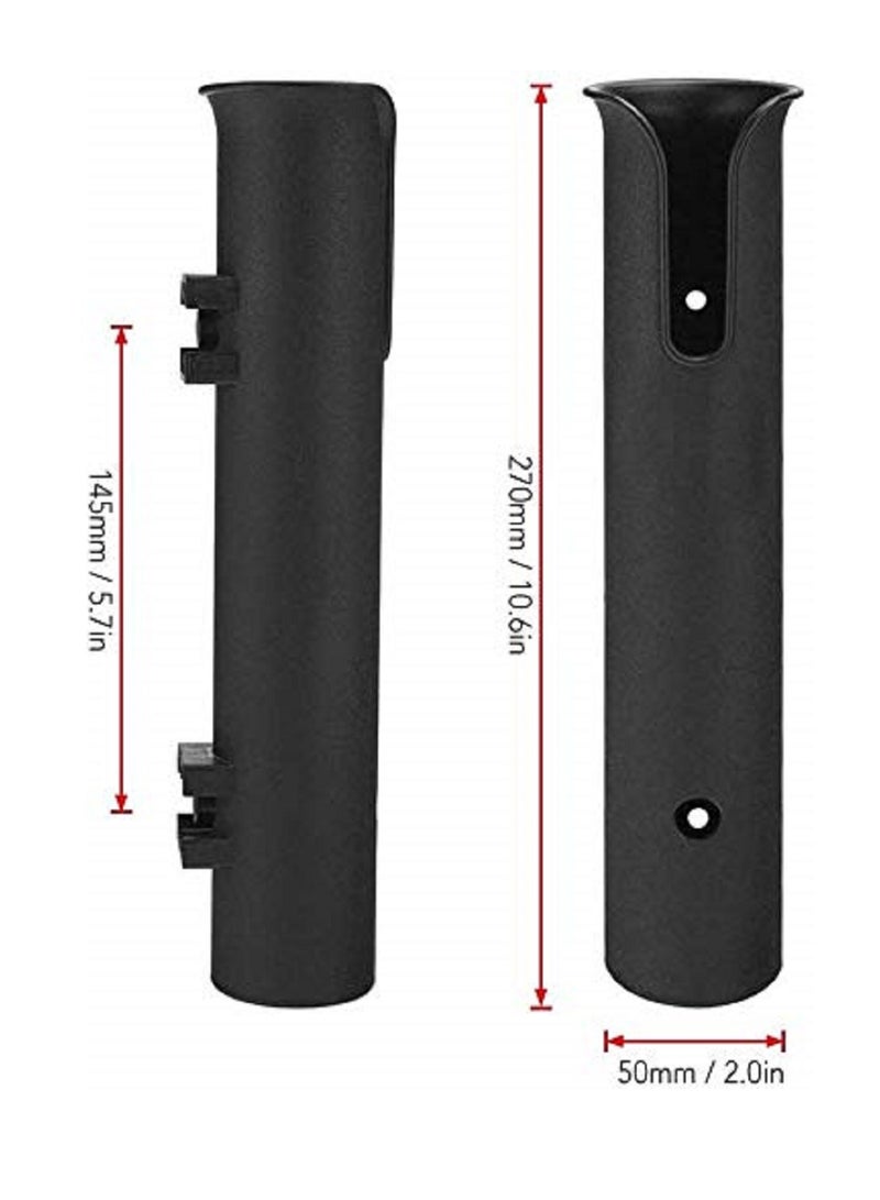 Zikra Fishing Rod Holder Bracket Wall Mounted Boat Side Mount Tool Holder Tube Links with Screws Pole Tube,Fishing Rod Rack with Screws for Boat Kayak Fishing Cooler Trailer (Black)2 sets - Image 2