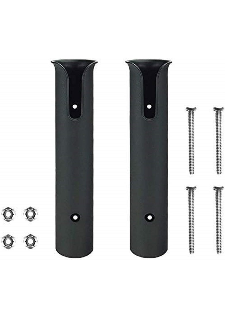 Zikra Fishing Rod Holder Bracket Wall Mounted Boat Side Mount Tool Holder Tube Links with Screws Pole Tube,Fishing Rod Rack with Screws for Boat Kayak Fishing Cooler Trailer (Black)2 sets - Image 1