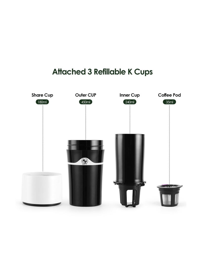 SOLARAE Drip Brew Coffee Maker, Portable Hot and Cold Brew Coffee Makers Bottle, Compatible with K Cup Capsules & Ground Coffee, Pour-over Coffee Cup Machine for Camping Travel Office, Outdoor Camping Trip - Image 3