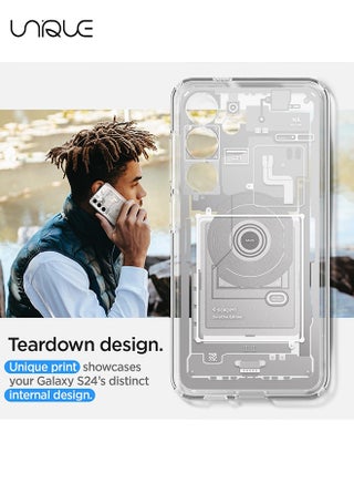 For Samsung Galaxy S24 Case, Circuit Board Pattern Phone Case, Magnetic Case, Full Protection Plated Scratch Resistant Ultra Slim Case Cover (White) - view 5
