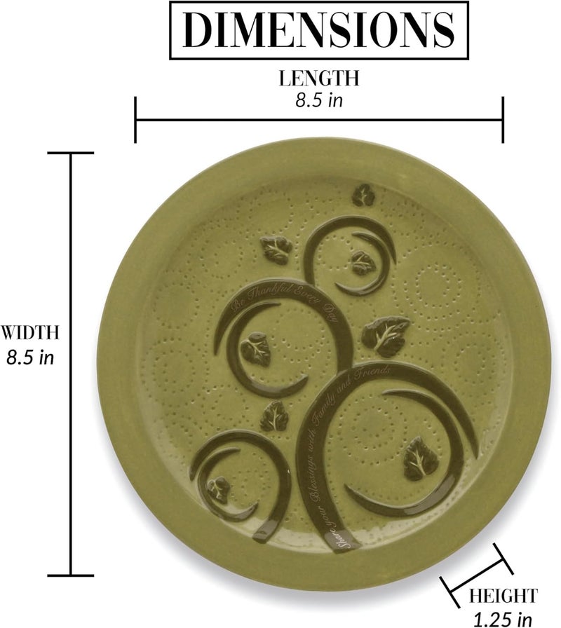 Pavilion Gift Company Pavilion Gift Company Be Thankful85 Round Salad Set of 2 Appetizer Plates 8 Brown Green  - Image 5
