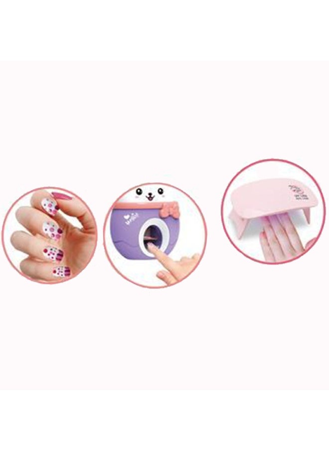 Generic - Girl Play House Jewelry Toy DIY Printing Nail Beauty Machine Eye Shadow Lipstick Hair Dryer Suit Gift-Color:Nail Makeup Suit C - Image 1