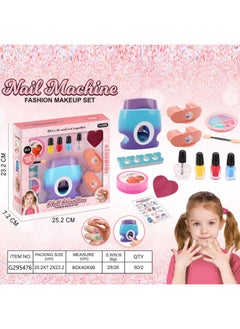 Girl Play House Jewelry Toy DIY Printing Nail Beauty Machine Eye Shadow Lipstick Hair Dryer Suit Gift-Color:Nail Makeup Suit C