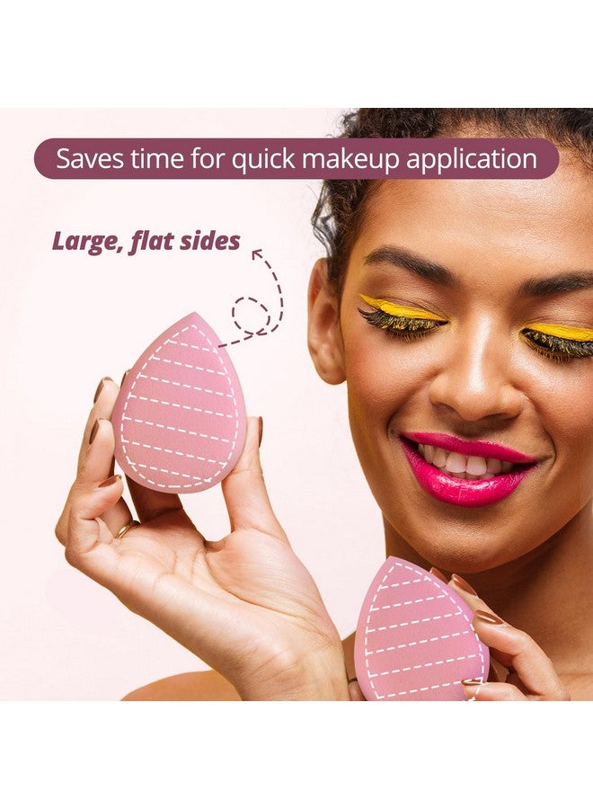 BEAKEY Flat Duo Patented Makeup Sponge Set Of 2 Latex Free Pink Beauty Sponge For Foundation And Powder Application Soft Blending Sponge Large Flat Design Beauty Gift For Makeup Lovers - Image 5