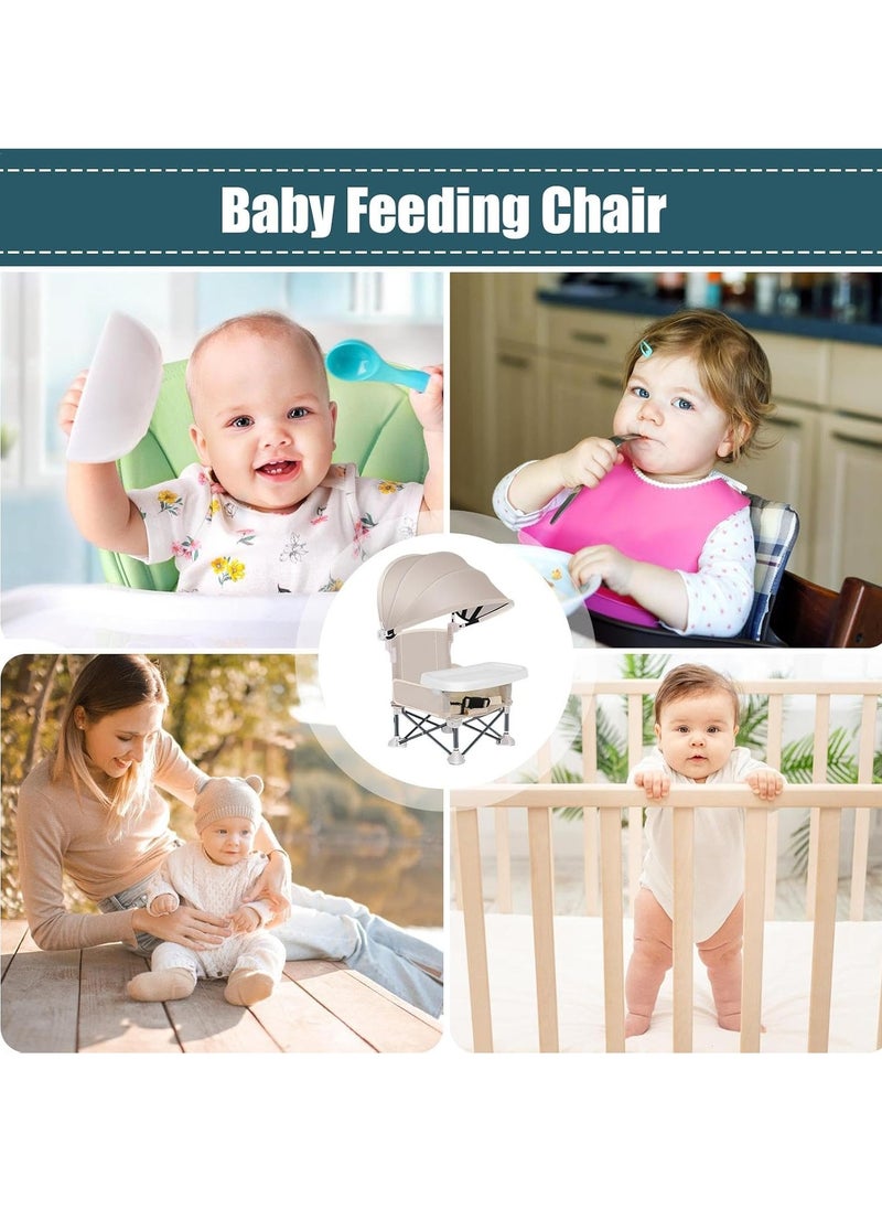 XiuWoo Foldable Baby High Chair, Booster Seat Dining Chair, Portable Baby Beach Chair, Baby Seat Travel chair, Baby Feeding Chair with Removable Tray and Sunshade for Outdoor Picnics, Parties, Camping  - Image 4