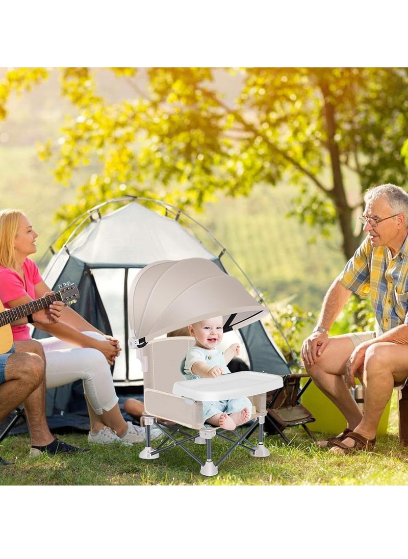 XiuWoo Foldable Baby High Chair, Booster Seat Dining Chair, Portable Baby Beach Chair, Baby Seat Travel chair, Baby Feeding Chair with Removable Tray and Sunshade for Outdoor Picnics, Parties, Camping  - Image 2