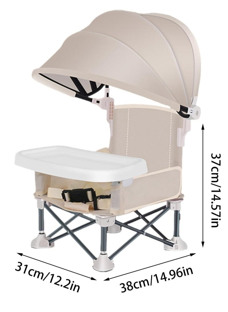 XiuWoo Foldable Baby High Chair, Booster Seat Dining Chair, Portable Baby Beach Chair, Baby Seat Travel chair, Baby Feeding Chair with Removable Tray and Sunshade for Outdoor Picnics, Parties, Camping  - Image 5