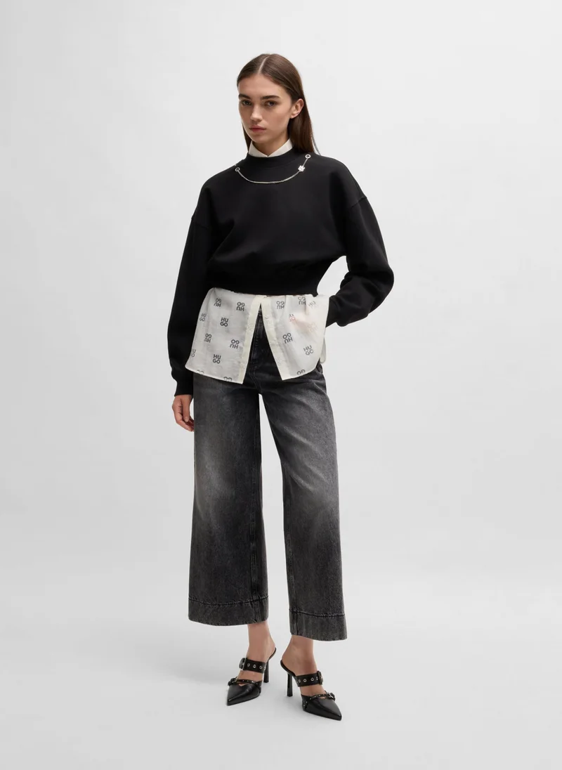 HUGO Oversized-fit blouse with burnout logo print