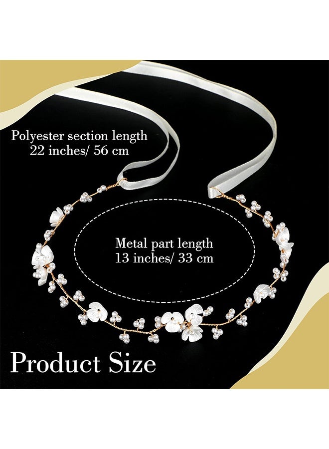 MXN 2 PCS Flower Girl Headpiece Headband, Bridal Hair Accessory for Flower Girl, White Pearl Flower Headband for Girls Birthday Party - Image 2