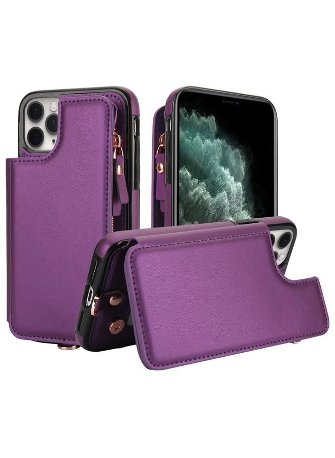 Zaboon Case For iPhone 11 Pro Double Flap Zipper RFID Leather Phone Case with Short Lanyard - Image 1