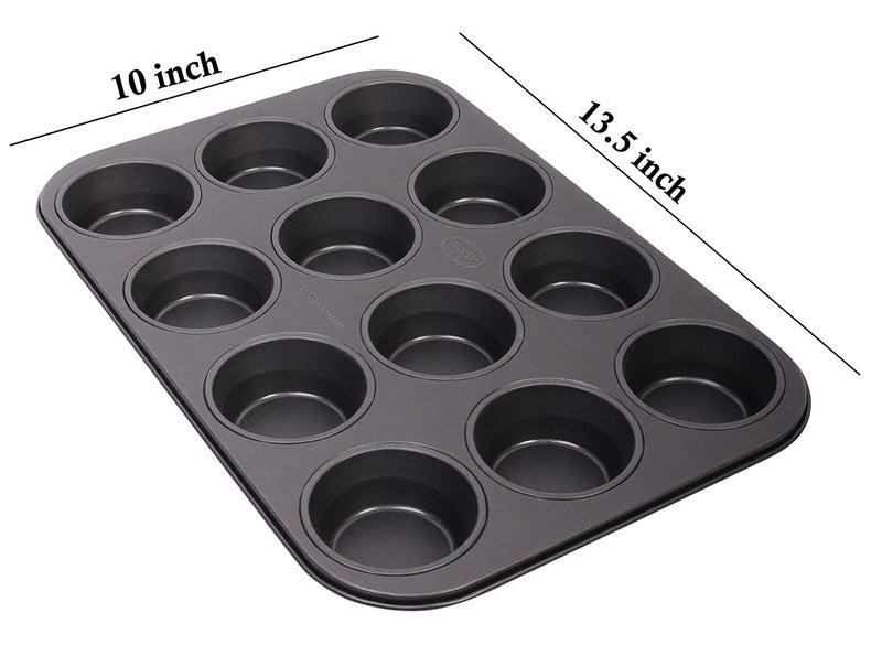 TAGROCK Carbon Steel NonStick Bakeware Muffin and Cupcake Pan Tray 12Cup with Oven Gloves - Image 3