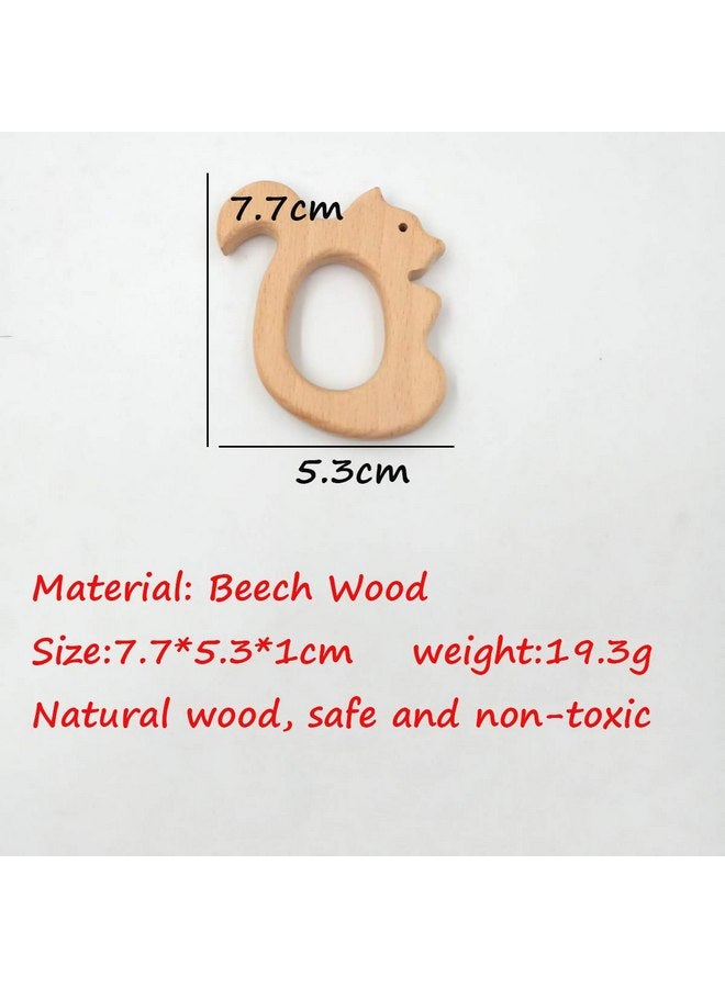 Alenybeby 2pcs Lovely Cartoon Wood Pure Natural Animal Shape Beech Wooden Handmade DIY Necklace Pendant Decorations (Squirrel) - Image 2