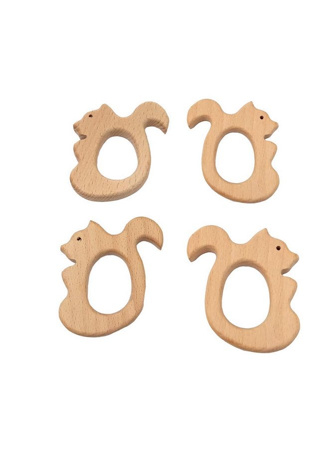 Alenybeby 2pcs Lovely Cartoon Wood Pure Natural Animal Shape Beech Wooden Handmade DIY Necklace Pendant Decorations (Squirrel) - Image 3