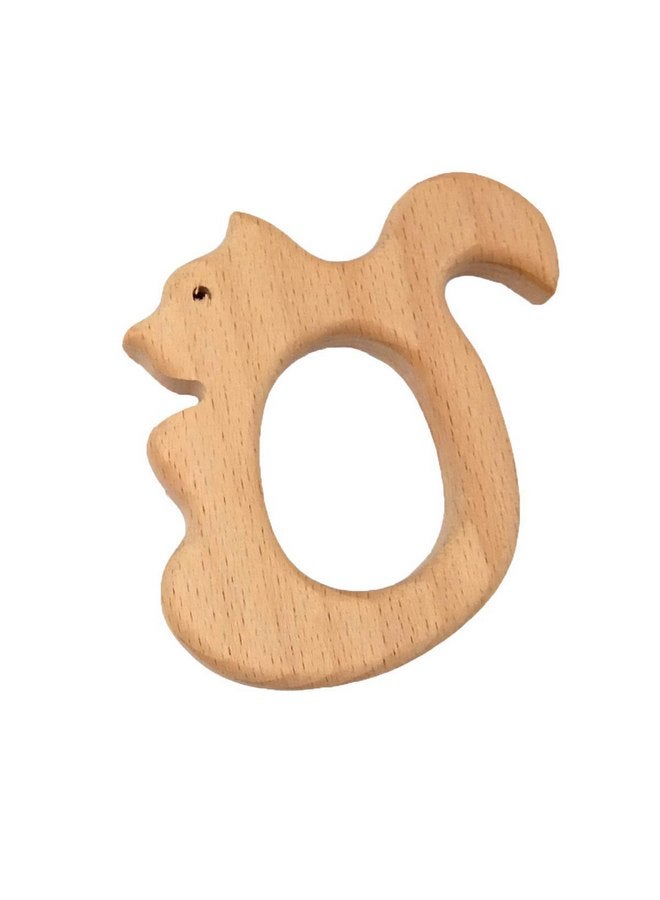 Alenybeby 2pcs Lovely Cartoon Wood Pure Natural Animal Shape Beech Wooden Handmade DIY Necklace Pendant Decorations (Squirrel) - Image 4