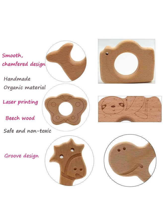 Alenybeby 2pcs Lovely Cartoon Wood Pure Natural Animal Shape Beech Wooden Handmade DIY Necklace Pendant Decorations (Squirrel) - Image 5