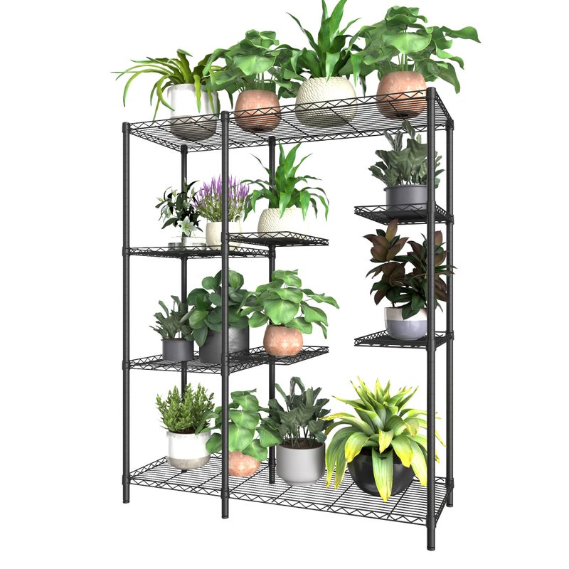 Xiofio Xiofio 8Tier Plant Stand for Indoor Outdoor Large Reinforced Shelf Adjustable Stand Suitable for Bedroom Living Room Balcony Garden Black 