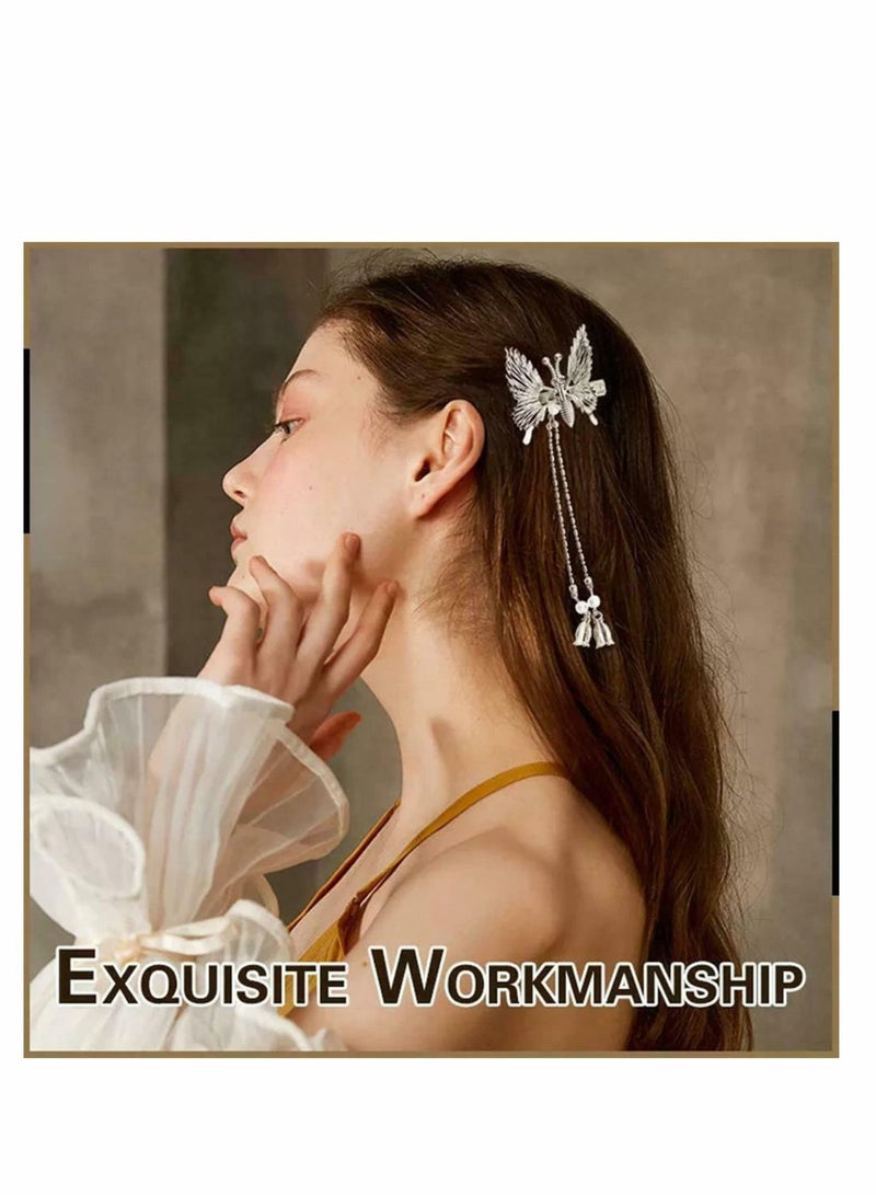 KASTWAVE Tassel Hair Clips, 2Pcs Butterfly Barrettes Gold Metal Fashionable Hairpins Decorative Pins - Image 3