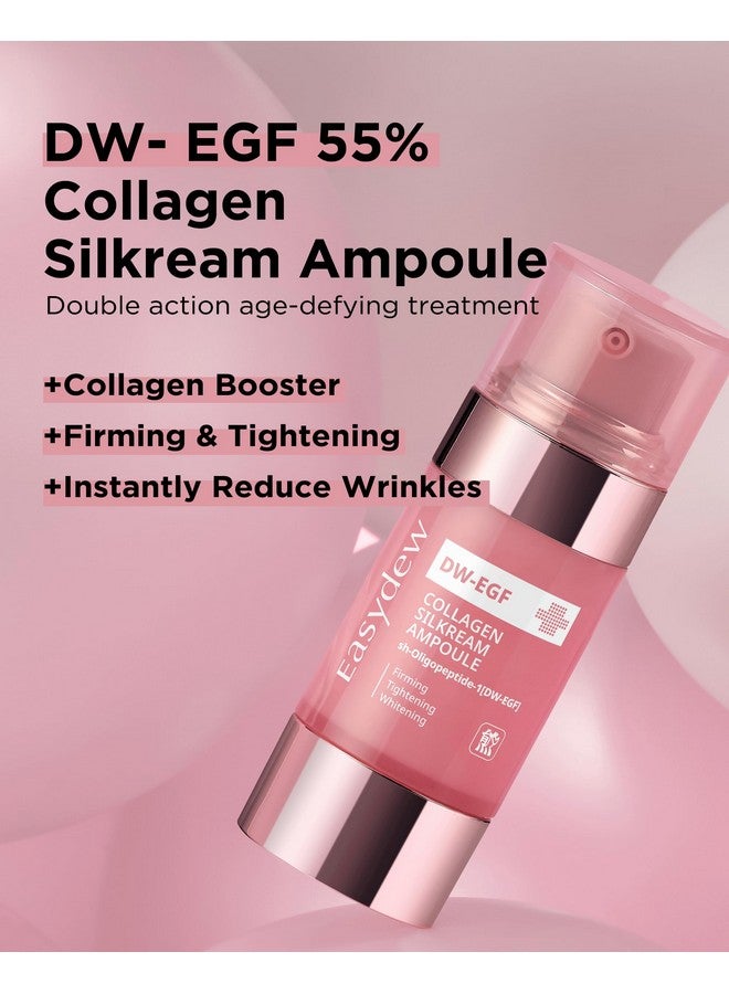 Easydew Dw-Egf 55% Collagen Silkream Ampoule- Korean Facial Serum For Firmness & Elasticity With Egf Peptides, Amino Acids - Day & Night Age-Defying Silky Smooth Skincare, 1.86Oz. - Image 1