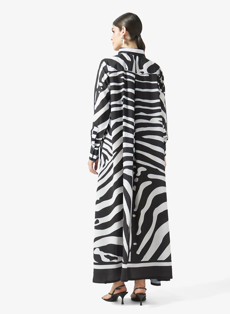 فايور Zebra Print Hooded Maxi Dress