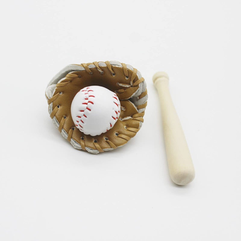 Khaki Newborn Photography Props 3 Piece Baseball Bat and Glove Set for Creative Shots - Image 4