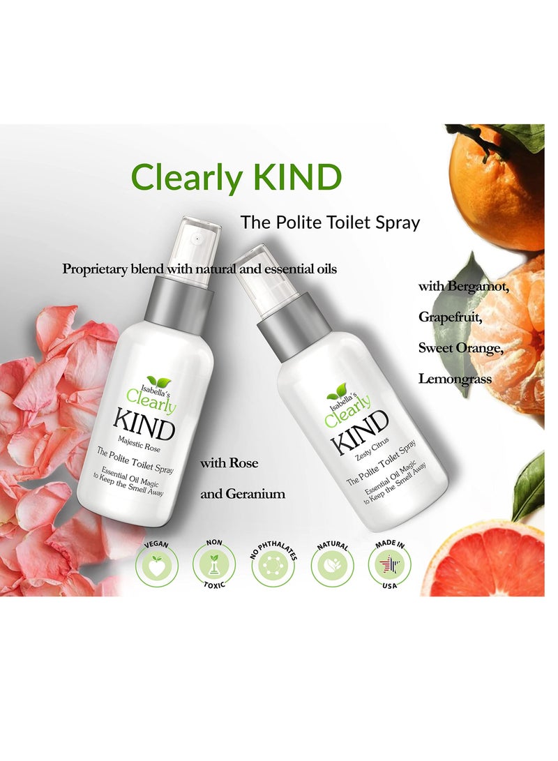 Clearly KIND The Polite Before you Poop Toilet Spray Natural Odor Eliminator Essential Oil Magic to Keep the Smell Away  Set of 2