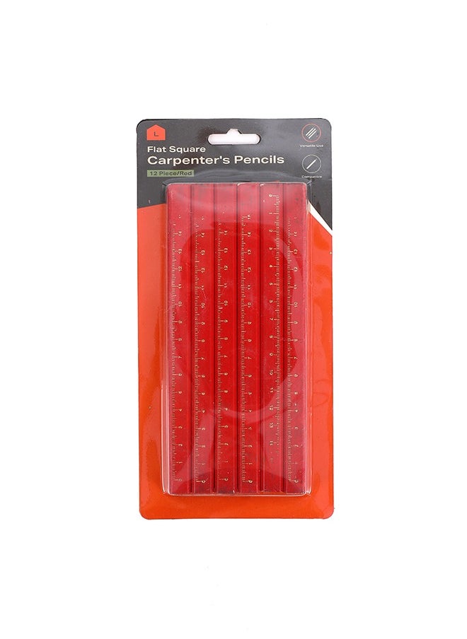 Red Flat Square Carpenter's Pencils Set - 12 Piece - Durable Non-Rolling Marking Pencils for Construction, Woodworking, & DIY Projects, Thick Solid Graphite Lead for Clear and Precise Marking - pzsku/ZB1CCB5ACED123A7FD50DZ/45/_/1730292483/bc1bf302-e328-4380-8da3-62d143bec4db