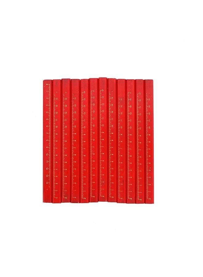 LAWAZIM Red Flat Square Carpenter's Pencils Set - 12 Piece - Durable Non-Rolling Marking Pencils for Construction, Woodworking, & DIY Projects, Thick Solid Graphite Lead for Clear and Precise Marking - Image 2