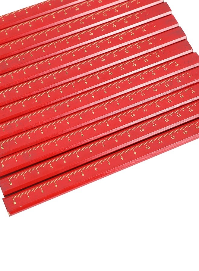 LAWAZIM Red Flat Square Carpenter's Pencils Set - 12 Piece - Durable Non-Rolling Marking Pencils for Construction, Woodworking, & DIY Projects, Thick Solid Graphite Lead for Clear and Precise Marking - Image 5