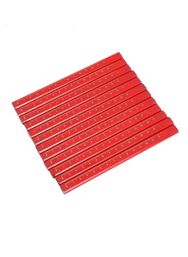 LAWAZIM Red Flat Square Carpenter's Pencils Set - 12 Piece - Durable Non-Rolling Marking Pencils for Construction, Woodworking, & DIY Projects, Thick Solid Graphite Lead for Clear and Precise Marking - Image 4