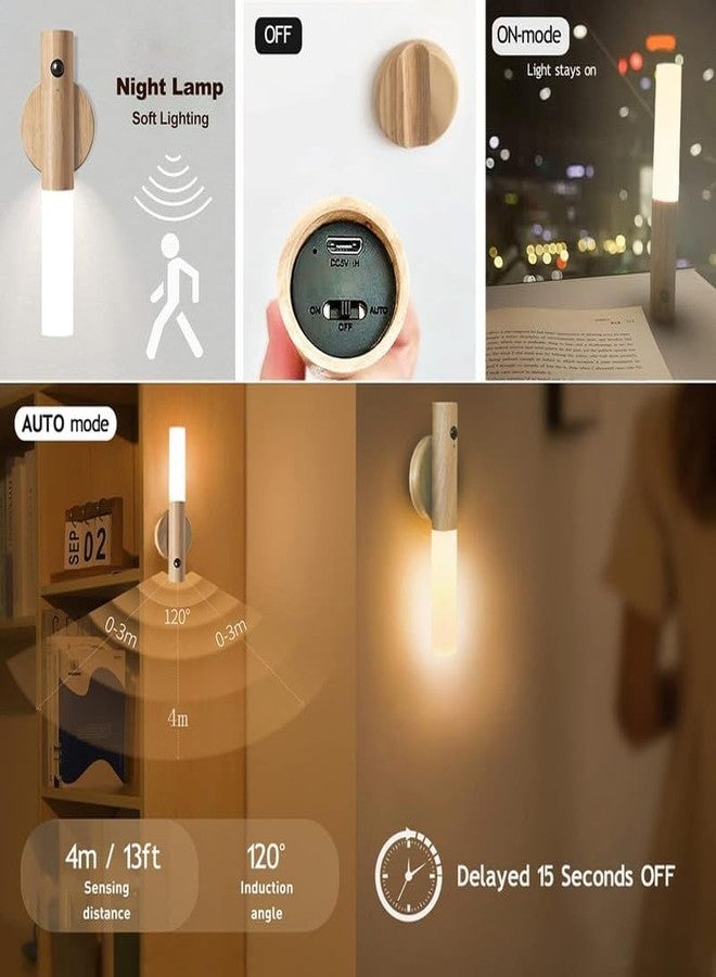 Dhanuom® Wall-mounted Motion Sensor Night Light Removable Hand Light Automatic On/Off Rechargeable LED Sensor Closet Light Self-Stick & Magnetic Stair Lamp for Stairway Bathroom Kids Room Garage Brown - Image 5
