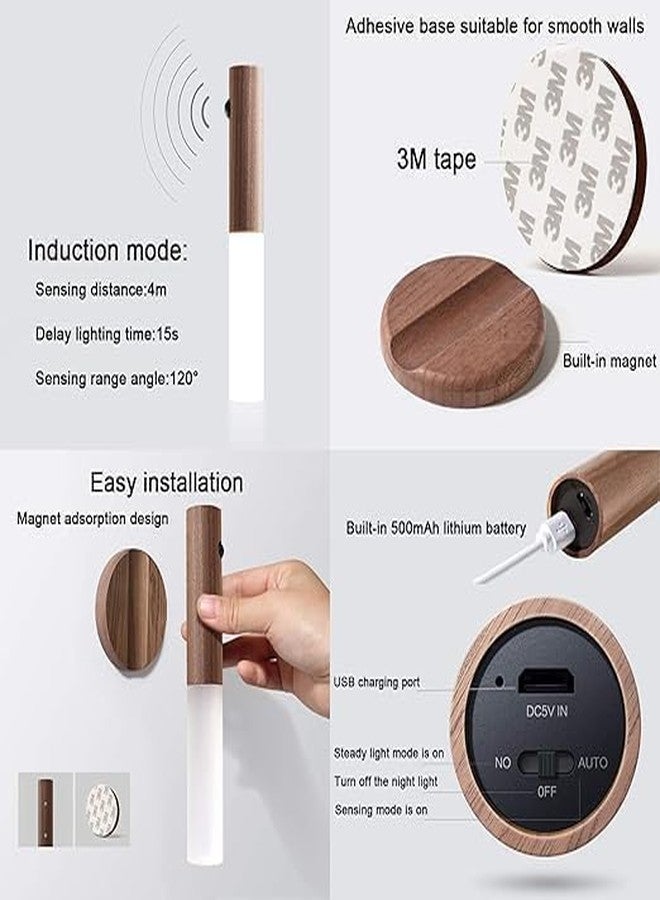 Dhanuom® Wall-mounted Motion Sensor Night Light Removable Hand Light Automatic On/Off Rechargeable LED Sensor Closet Light Self-Stick & Magnetic Stair Lamp for Stairway Bathroom Kids Room Garage Brown - Image 2