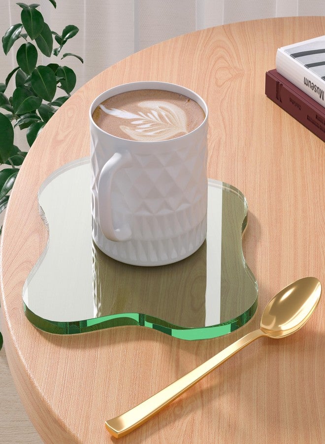 Leadiy Acrylic Coaster Decorative Plates,Green Bar Drink Coaster, Clear Cloud Shape Coffee Cup Coaster, Perfect for Tabletop Protection and Accessories Display.(Green - Image 1