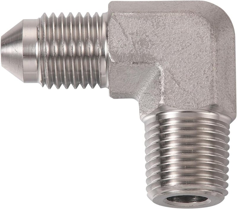 Podavelle 3AN Male Flare to 1/8 NPT Pipe Male 90 Degree Stainless Steel Fitting Adapter Union Connector - Image 4