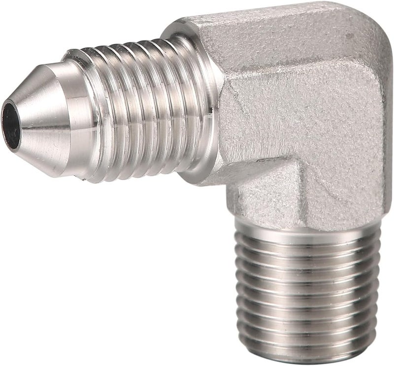 Podavelle 3AN Male Flare to 1/8 NPT Pipe Male 90 Degree Stainless Steel Fitting Adapter Union Connector - Image 3
