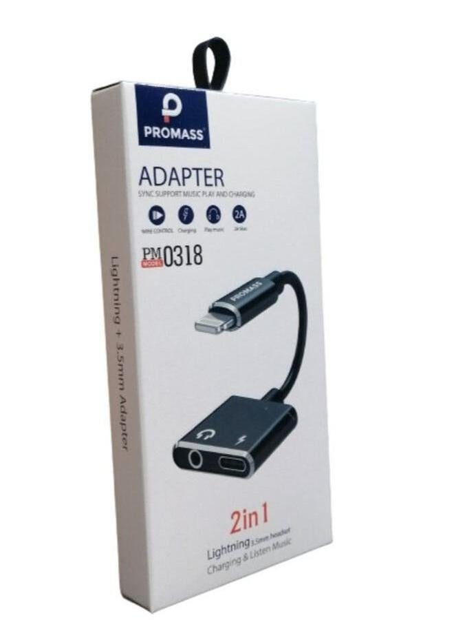 بروماس كابل شحن ومقبس سماعة أذن مقاس 3.5 ملم 2 في 1 من Promass متوافق مع iPhone - Image 3