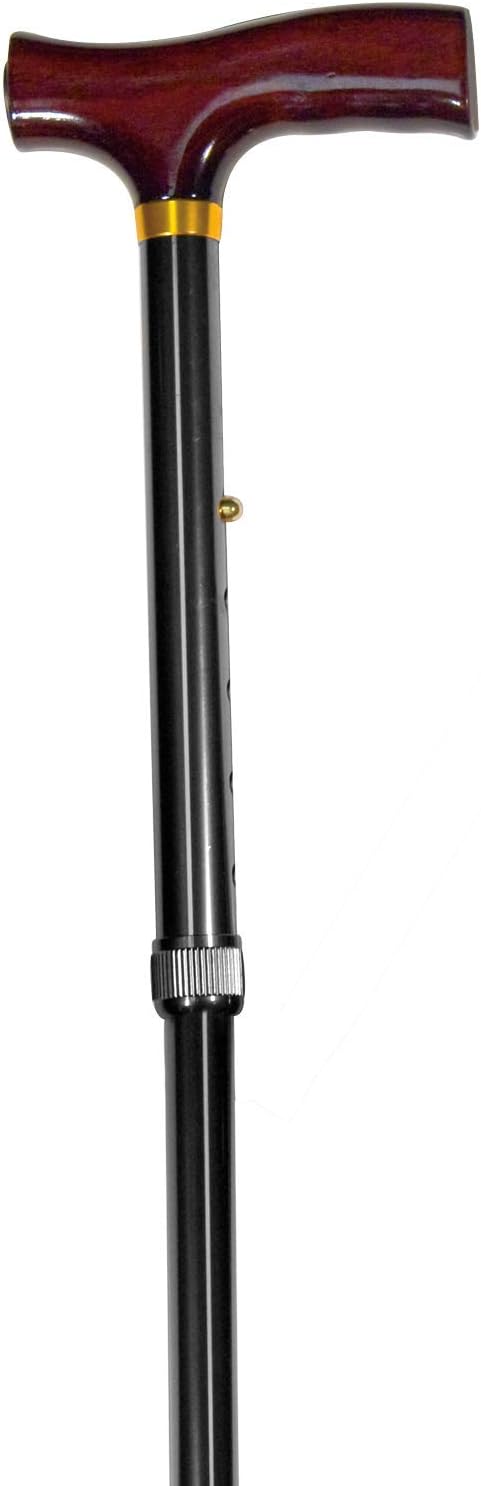 Carex Folding Adjustable Handle Cane with Walnut Handle  Foldable Walking Cane for Women and Men  Adjustable Height 33  37 AntiSlip Rubber Tip - Image 3