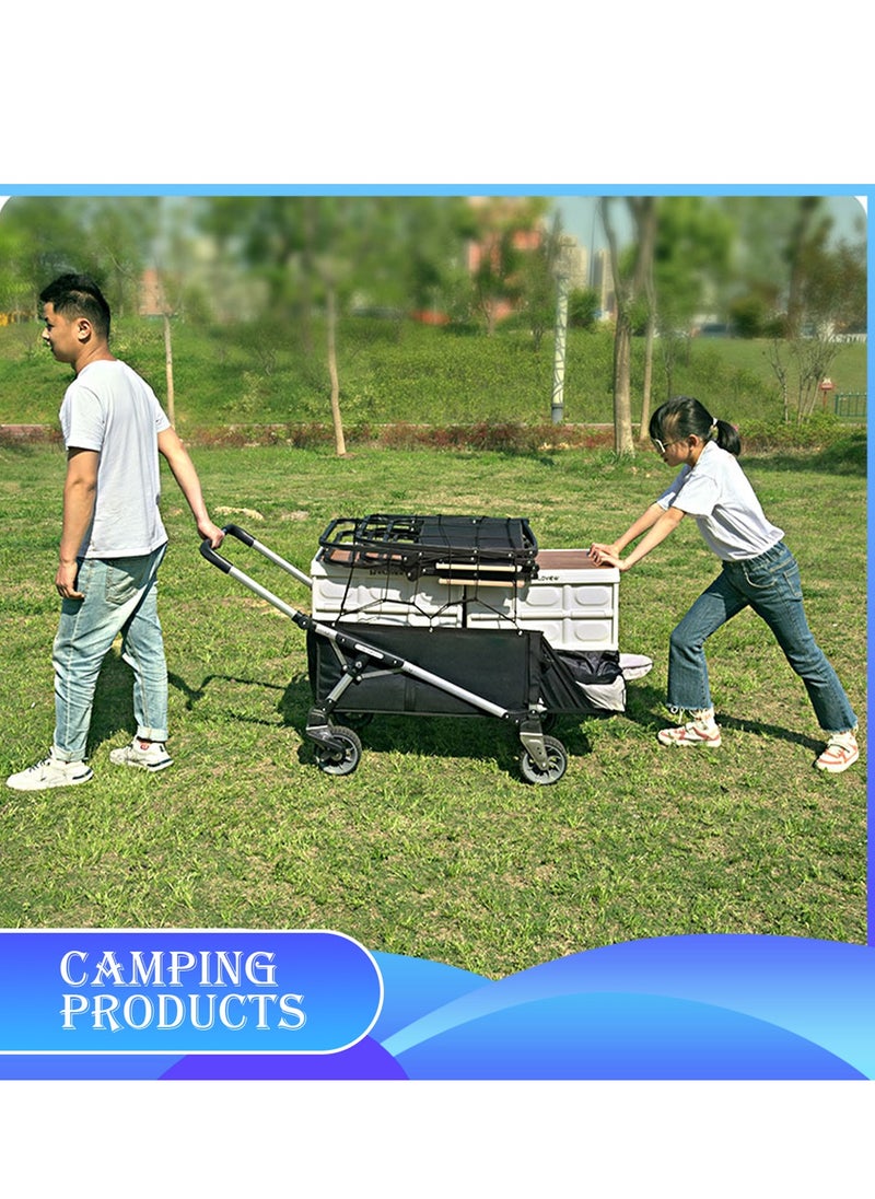 Manful Garden Cart Folding Trolley Cart Outdoor Wagon Collapsible with Removable Fabric Festival Garden Camping Picnic Cart Supports Max 100kg Portable Transport Trailer (Black)  - Image 4