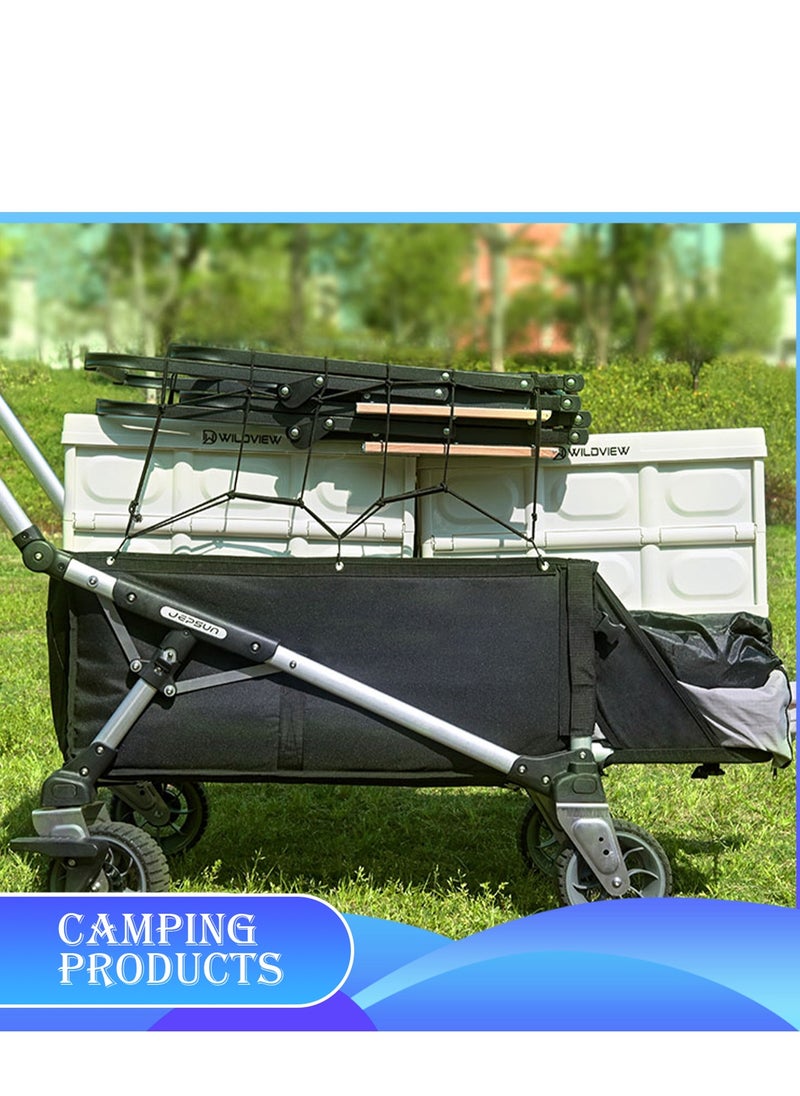Manful Garden Cart Folding Trolley Cart Outdoor Wagon Collapsible with Removable Fabric Festival Garden Camping Picnic Cart Supports Max 100kg Portable Transport Trailer (Black)  - Image 3