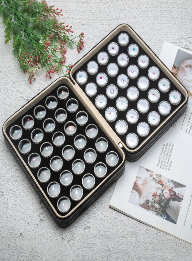 Giftop 60 PCS Gemstone Display Collection Storage Box with Clear Lid for Gems Diamond and PU Leather Black Bag Holder Container (Black-60pcs) - Image 5