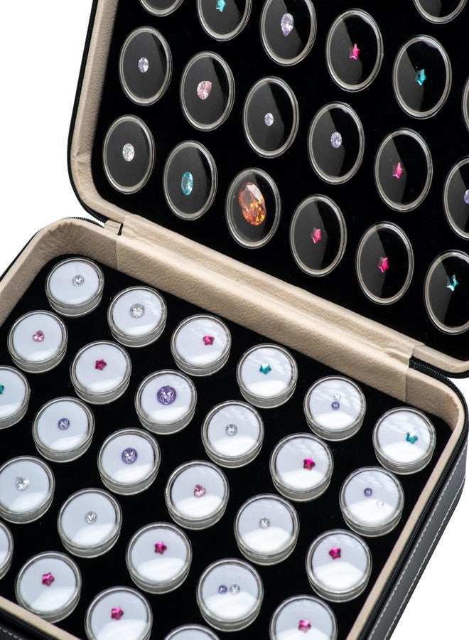 Giftop 60 PCS Gemstone Display Collection Storage Box with Clear Lid for Gems Diamond and PU Leather Black Bag Holder Container (Black-60pcs) - Image 2