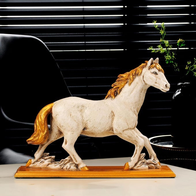 9 FENG SHUI RESIN RUNNING HORSE VASTU STATUE HANDCRAFTED DECORATIVE HORSE SHOWPIECE IDOL FOR LIVING ROOM AND HOME DECOR ANIMAL FIGURINES BROWNPACK OF 1