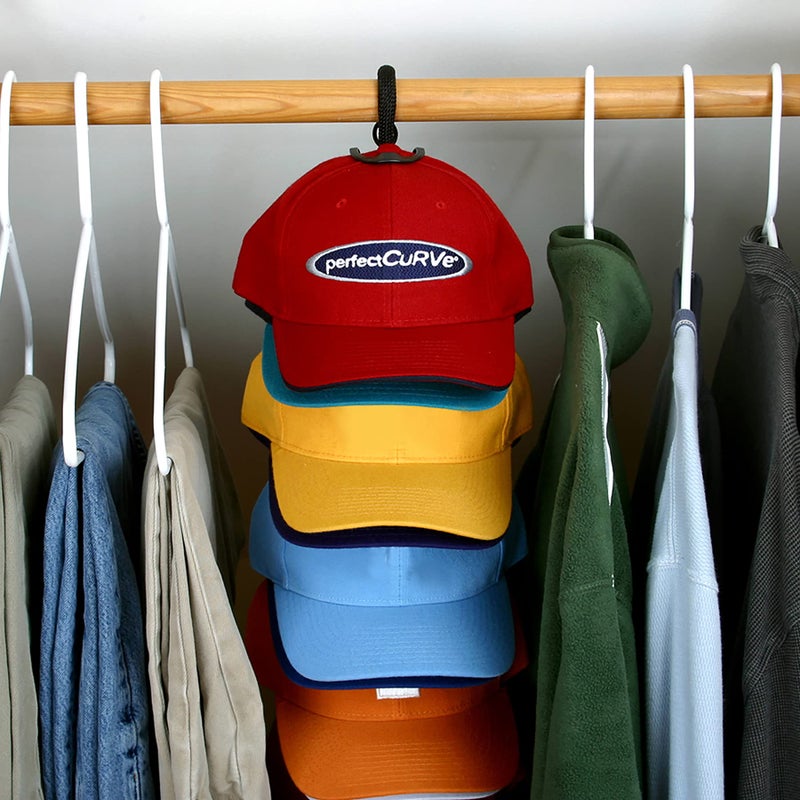 Perfect Curve Cap Rack System 36 â€“ Baseball Cap Organizer (12 clips hold up to 36 caps,Black) - Image 4