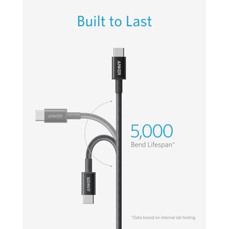 USB C to USB C Cable 2Pack,Type C 100W Fast Charging Cord for iPhone 17/16 Series, MacBook Pro 2020, Pixel Nylon Braided, Black, 3A Current Support - Image 5