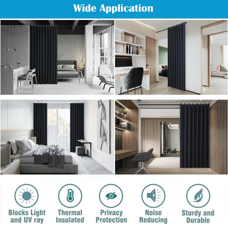 Blucoastline Room Divider Curtain Stail Privacy Startain غرفة المعيشة التقسيم غرفة نوم الستائر المنزلية مسرح منزلي الستار الستار الخلفي على نطاق واسع 15 قدمًا و × 8 قدمًا L 1 - Image 2