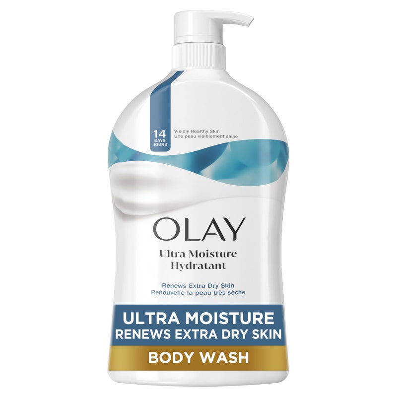 Olay Body Wash for Women, Ultra Moisture, For Extra Dry Skin, 24hr Moisturizing, Hydrating & Refreshing, B3 Vitamin Complex, Free of Parabens & Phthalates, Scented, 33 fl oz - Image 1