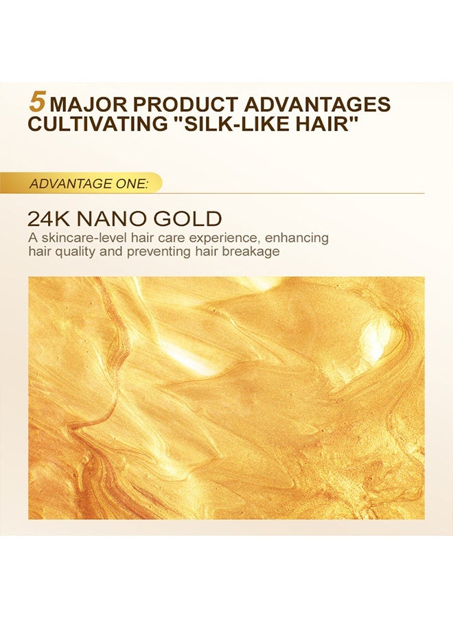 PURC 24k Gold Nourishing Hair Mask,Deeply Nourishing Repair Split Ends Soft and Smooths Frizz Hair Treatment Mask for Dry and Damaged Hair Moisturizing Nourishes Protect Keratin Hair Cream 70g - Image 3